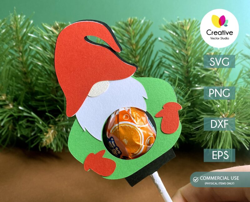 Gnome Christmas lollipop holder template