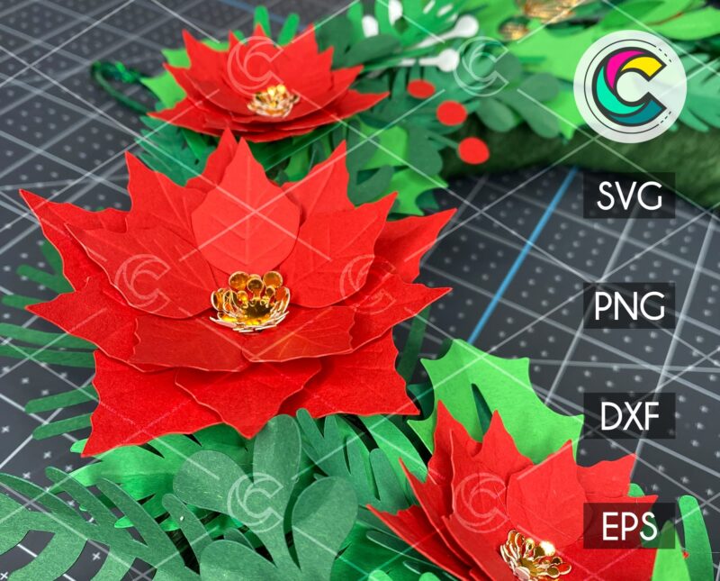 Poinsettia Paper Flower SVG