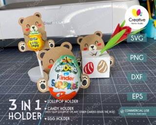 3 in 1 Easter Bear Candy Holder SVG