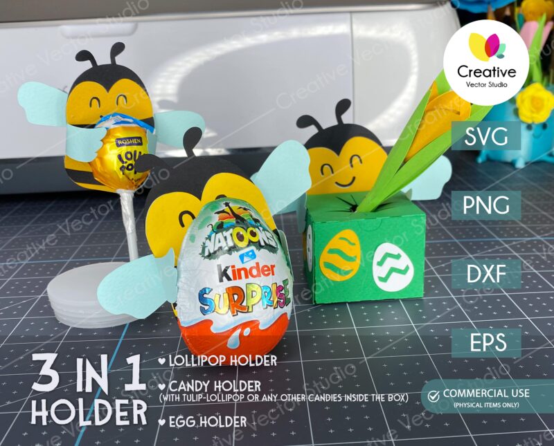3 in 1 Easter Bee Candy Holder SVG