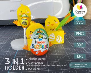 3 in 1 Easter Chick Candy Holder SVG
