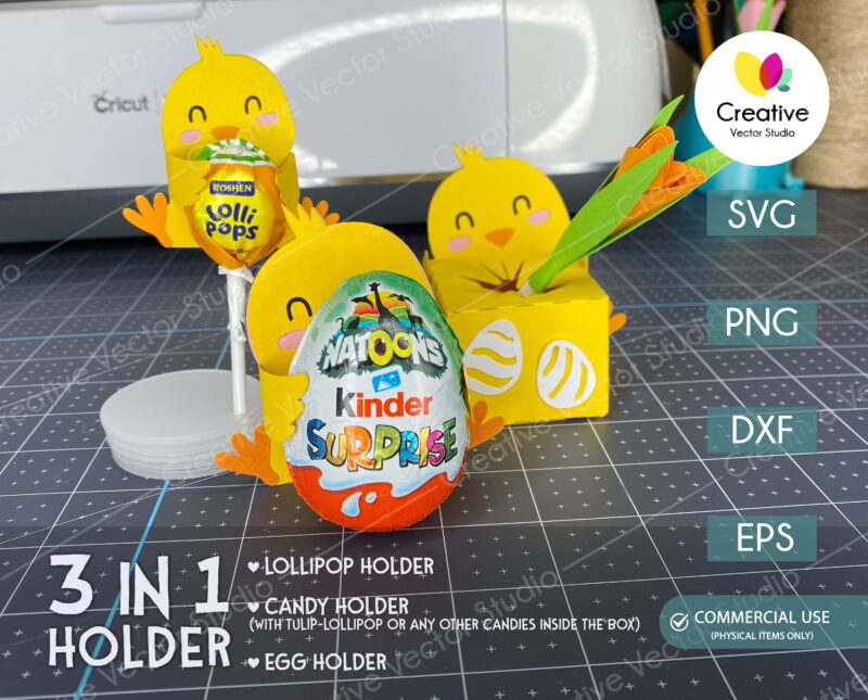 3 in 1 Easter Chick Candy Holder SVG