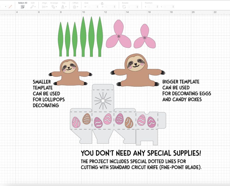 3D paper sloth svg template