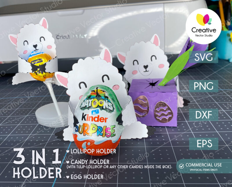 3 in 1 Easter Llama Candy Holder SVG