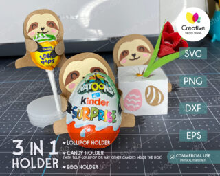 3 in 1 Easter Sloth Candy Holder SVG