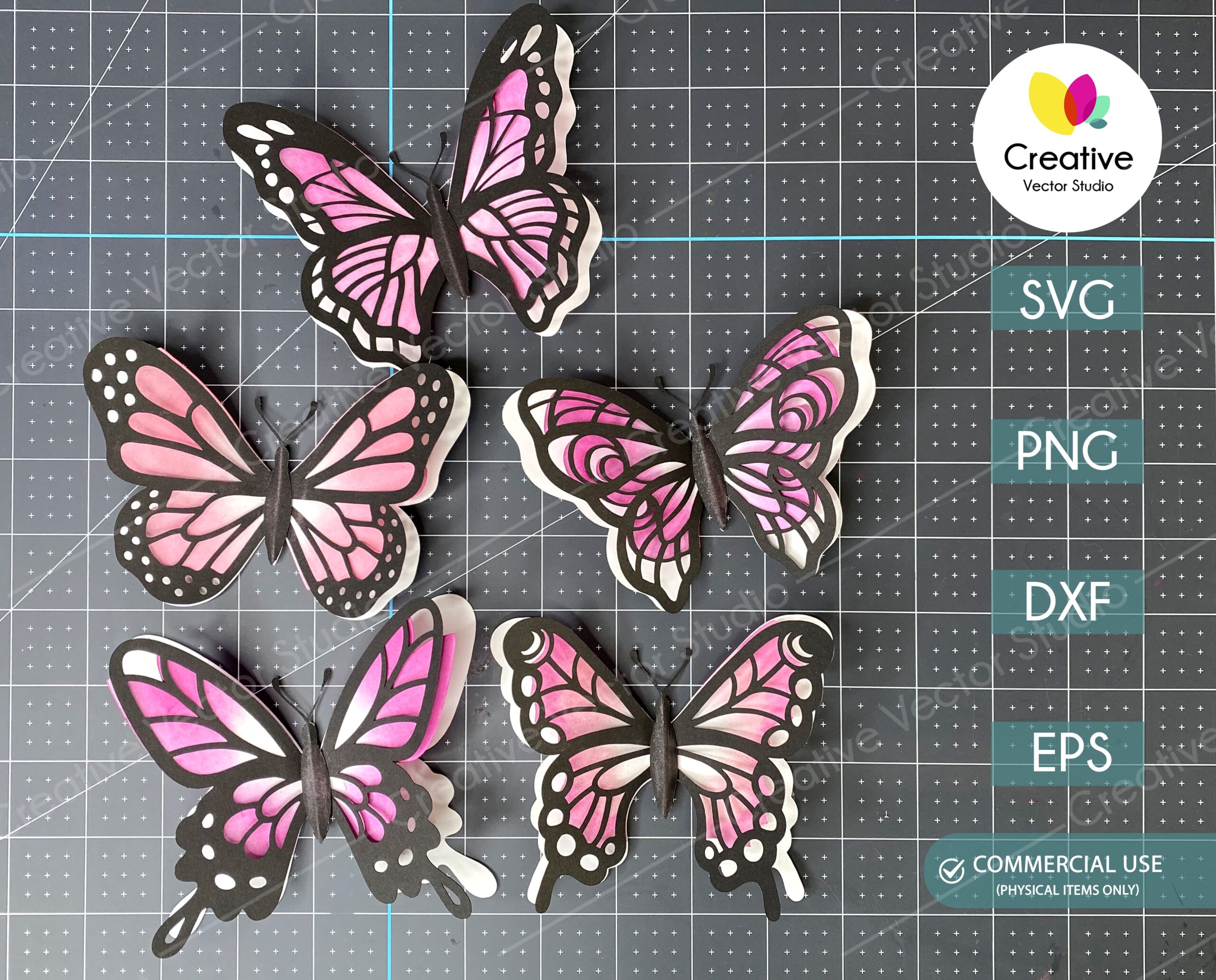 3D Paper butterflies  layered butterfly templates