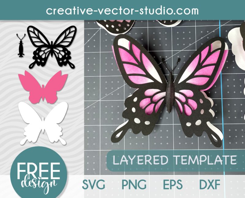 3D butterfly free svg
