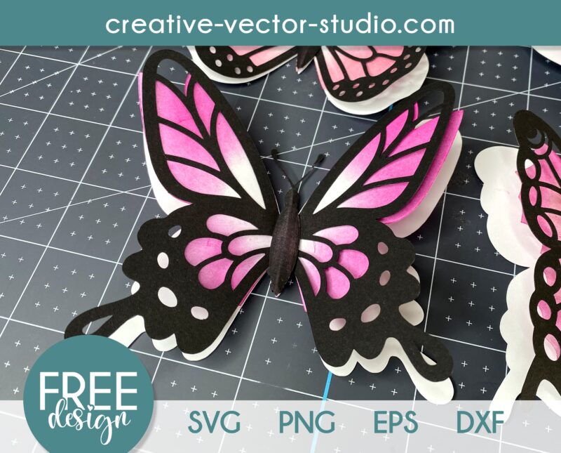 Layered paper butterfly svg free template