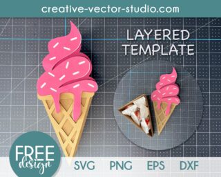 Free 3D Ice Cream Treat Box SVG