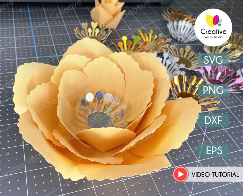 Giant flower svg paper craft template 12