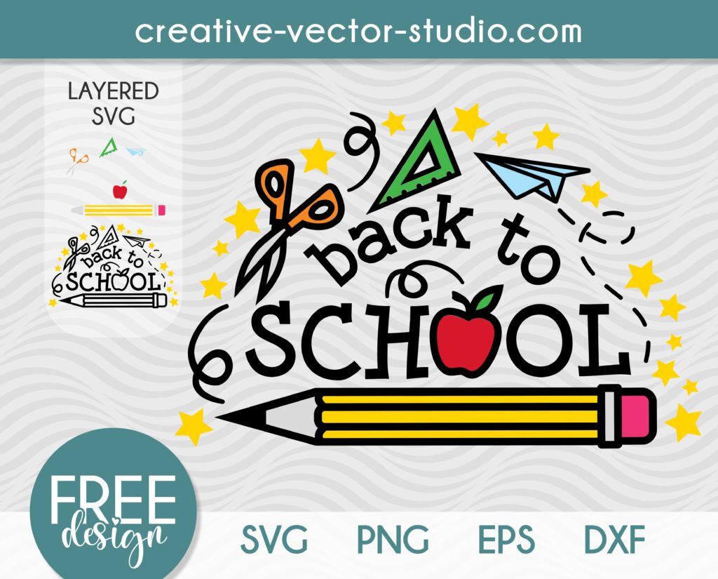 Free Back to School SVG Cut File | Creative Vector Studio