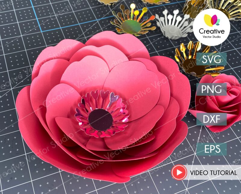 giant flower with flower center svg template 10