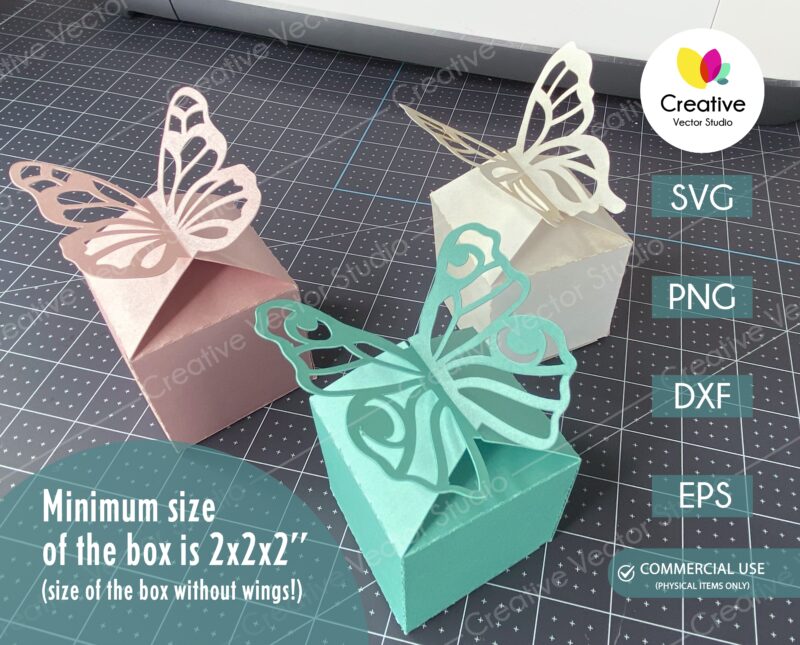 Gift Box with Butterflies SVG Template