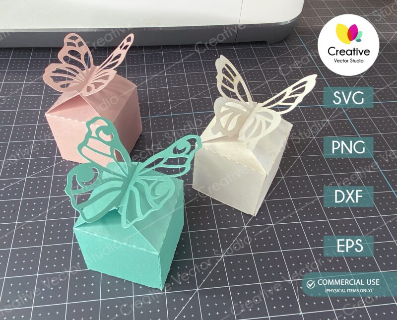 3 Gift Boxes with butterfly wings svg