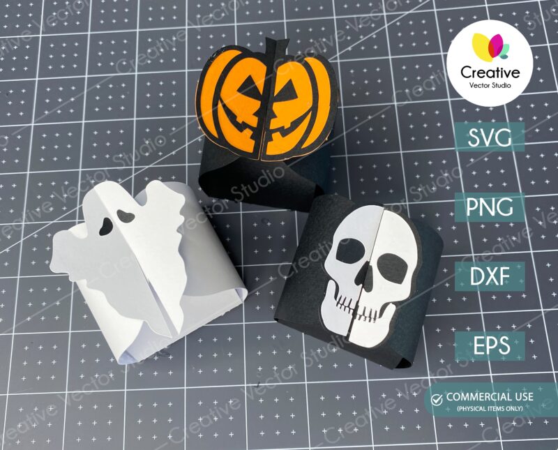 halloween ghost treat box svg template