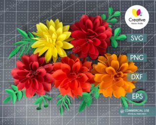 3d paper flower svg cut file