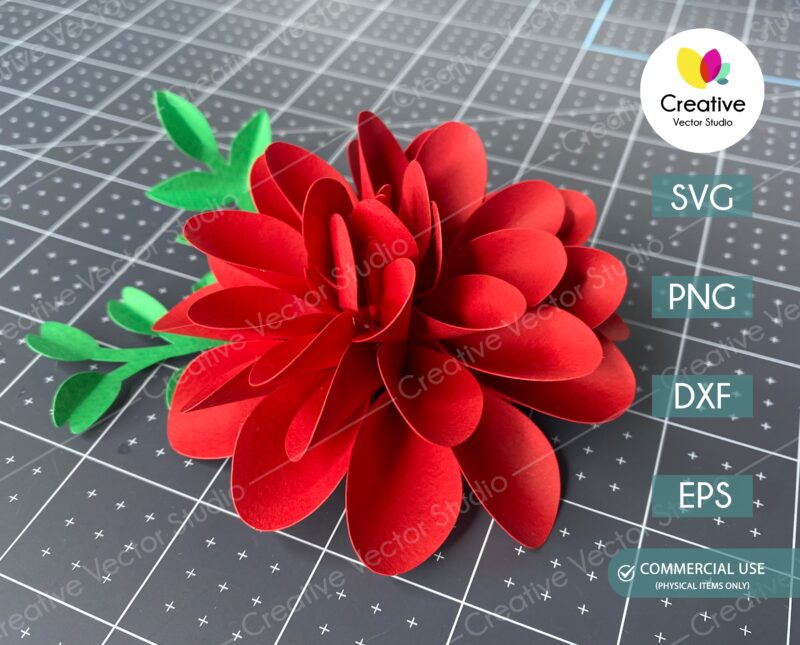 red paper flower svg template