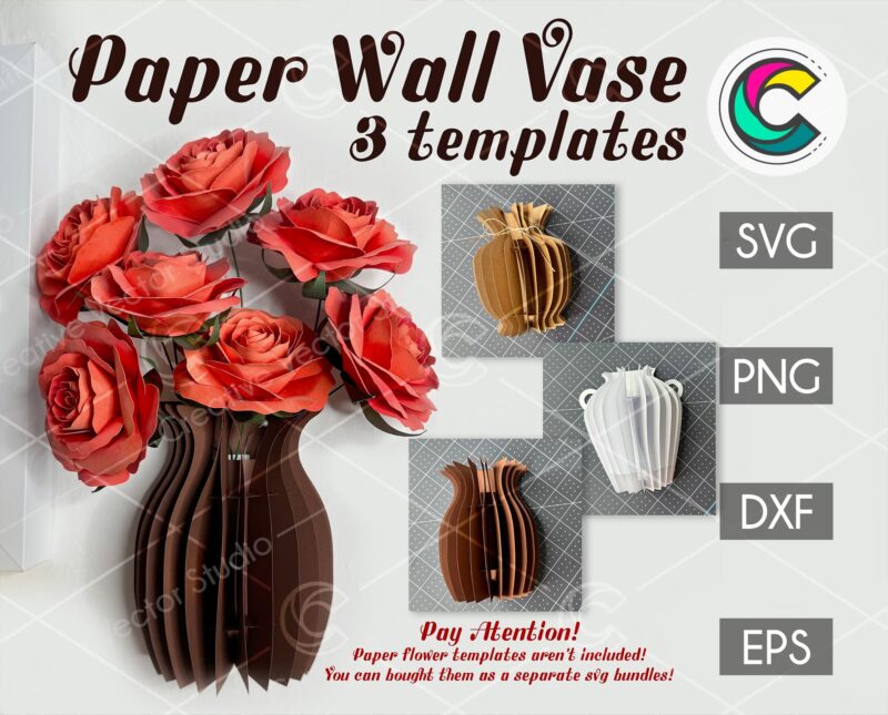 paper wall vase svg template