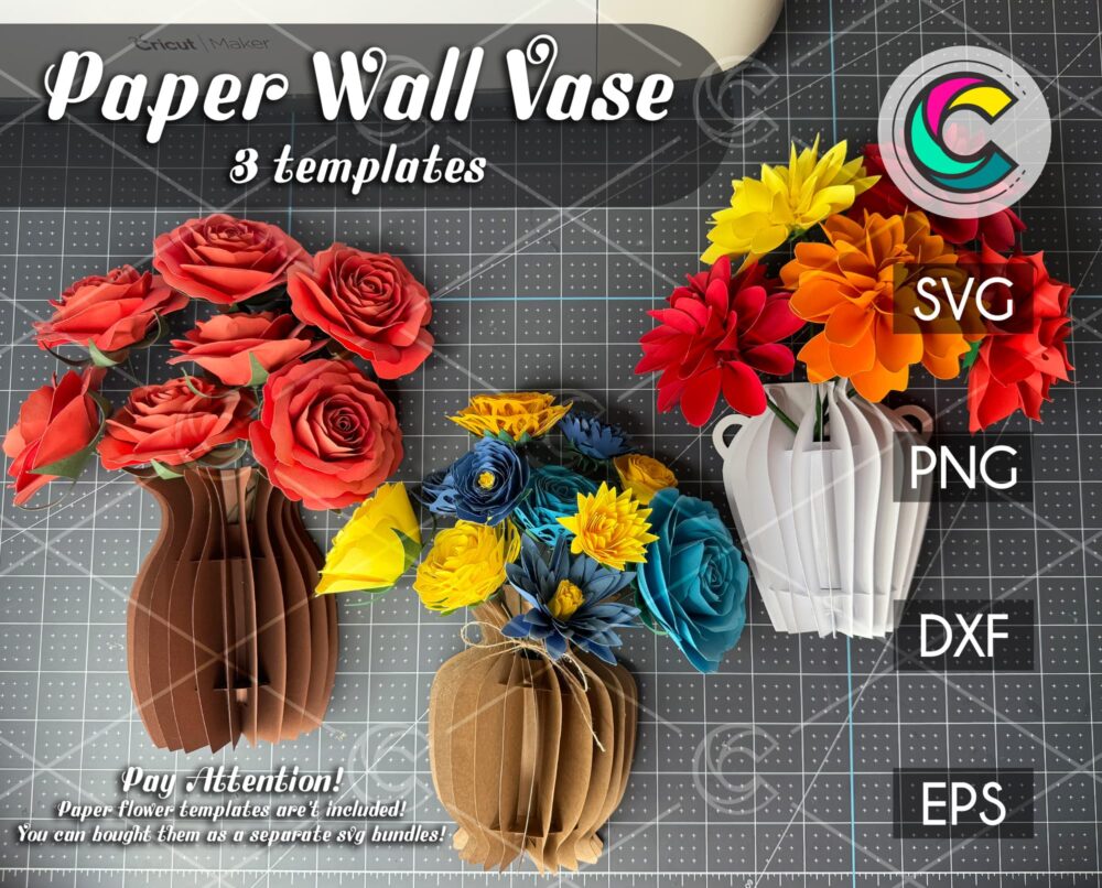 Paper Wall Vase Svg 3 Templates Creative Vector Studio