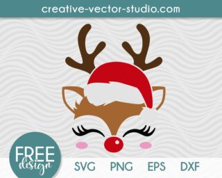 Christmas Reindeer Face Free SVG