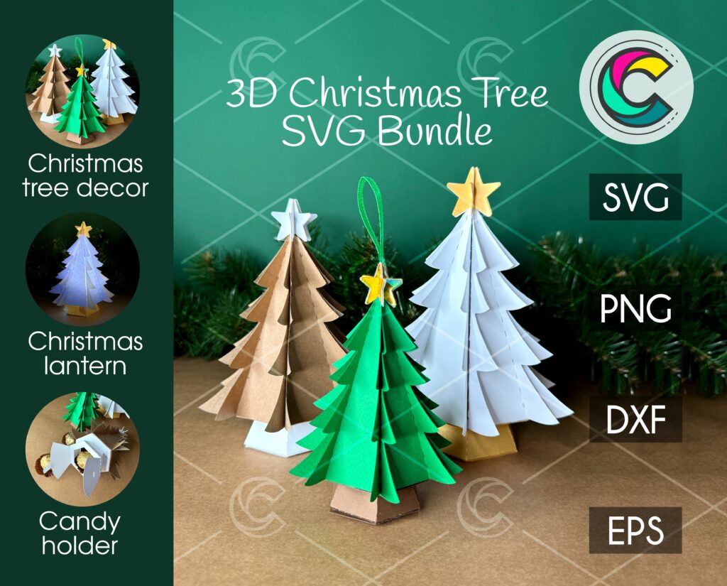 3d christmas tree svg bundle