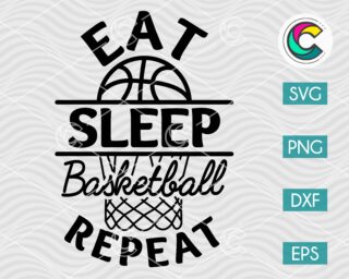 Eat Sleep Basketball Repeat SVG Cut File