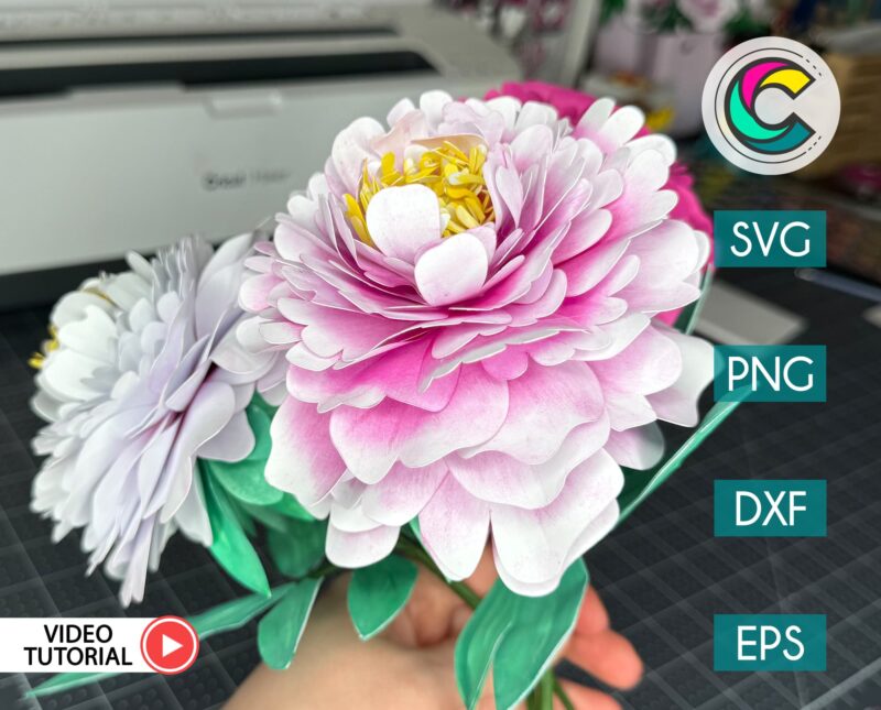 DIY Pink Paper Peony Flower SVG