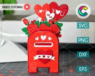 3D Love Mailbox SVG Pop Up Card Template