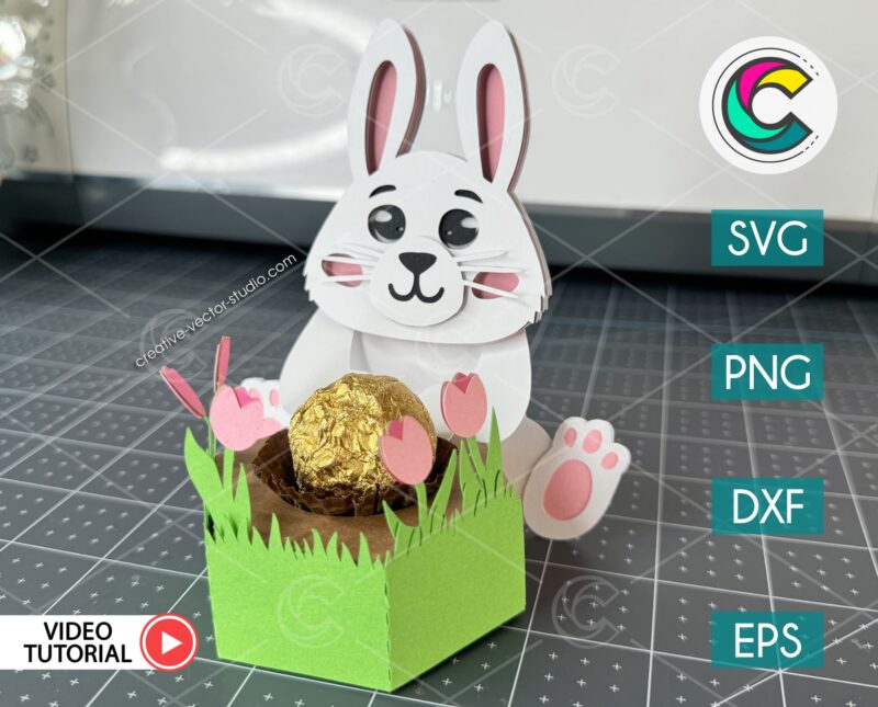 3D Easter bunny candy holder svg