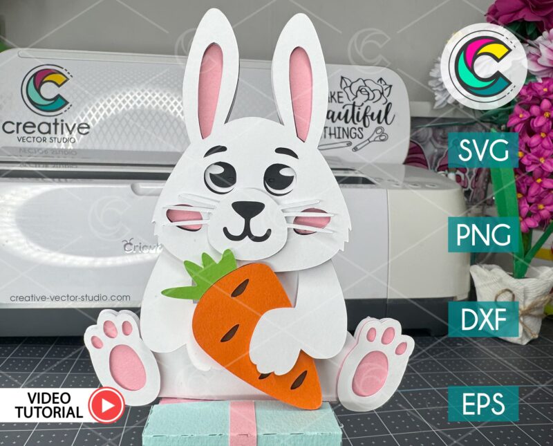 3D cute bunny svg template