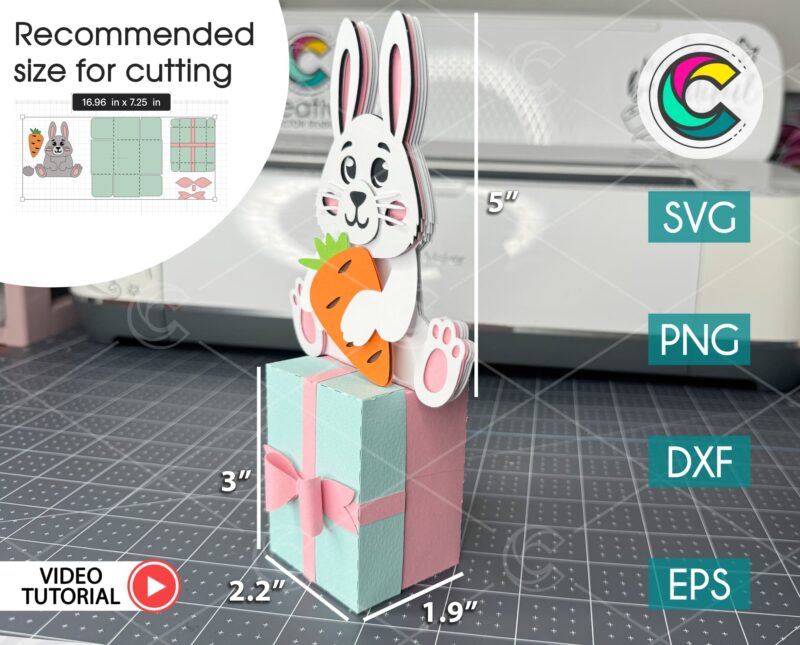 easter bunny gift box svg template