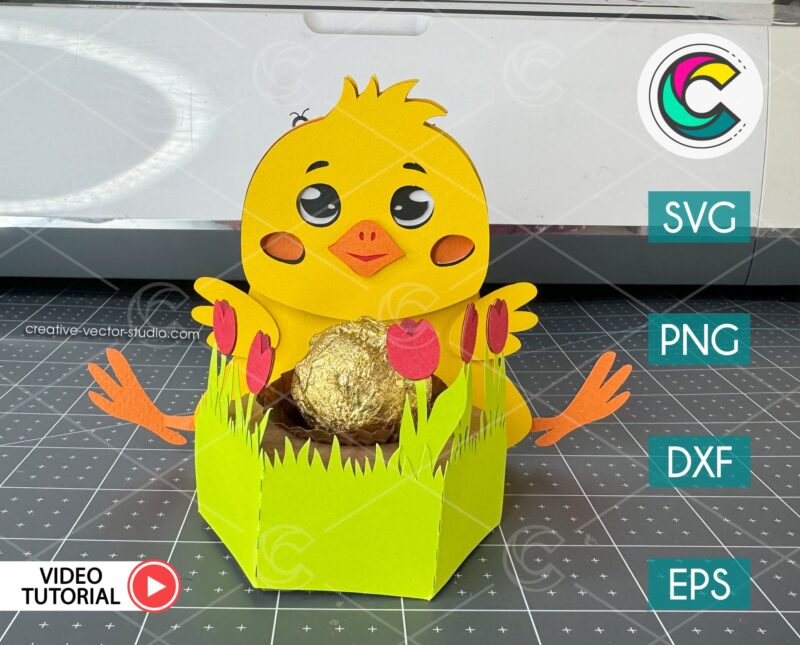 easter-paper chick candy holder svg template